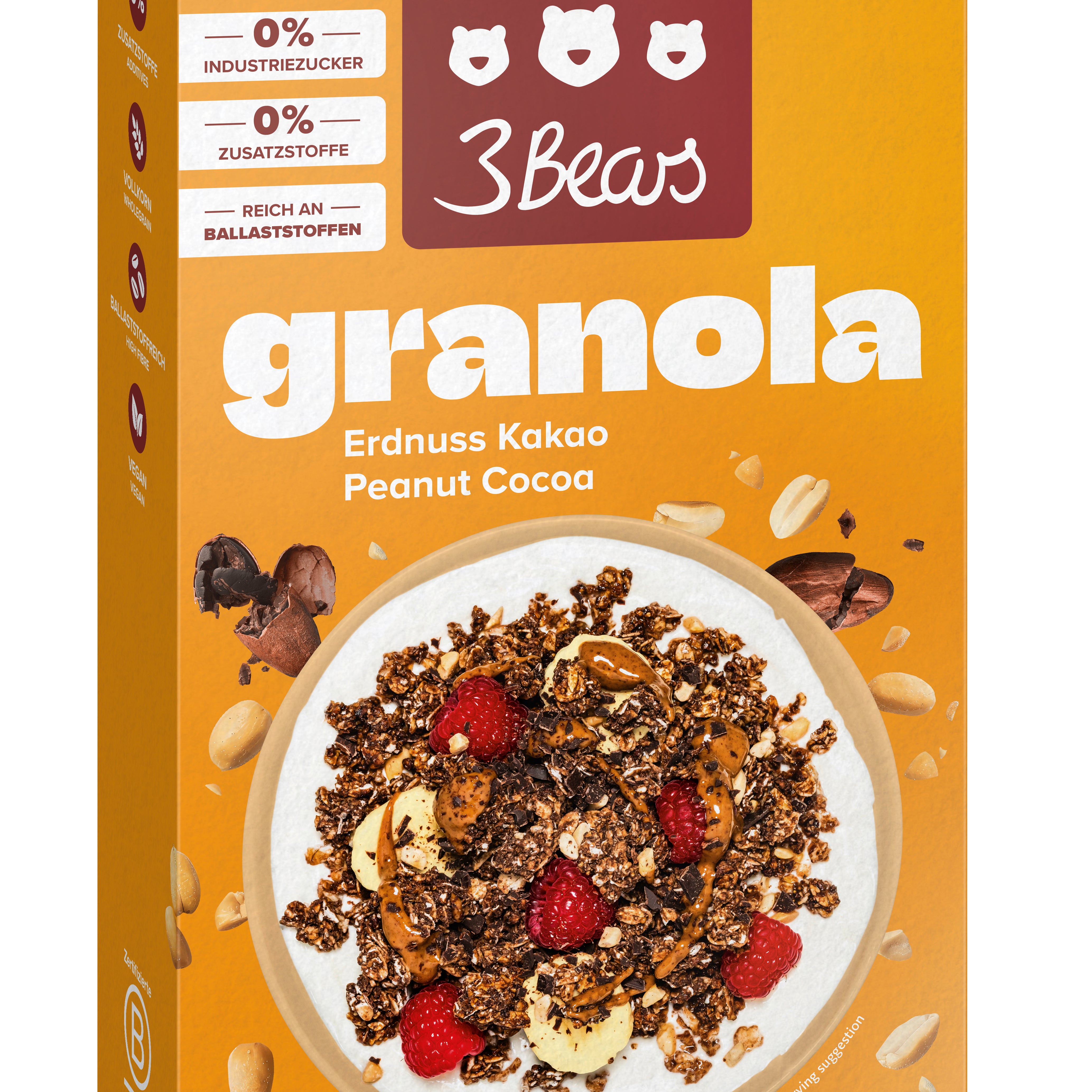 3Bears Erdnuss Kakao Granola 325g
