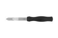 Ein kurzes Backformmesser mit schwarzem Griff