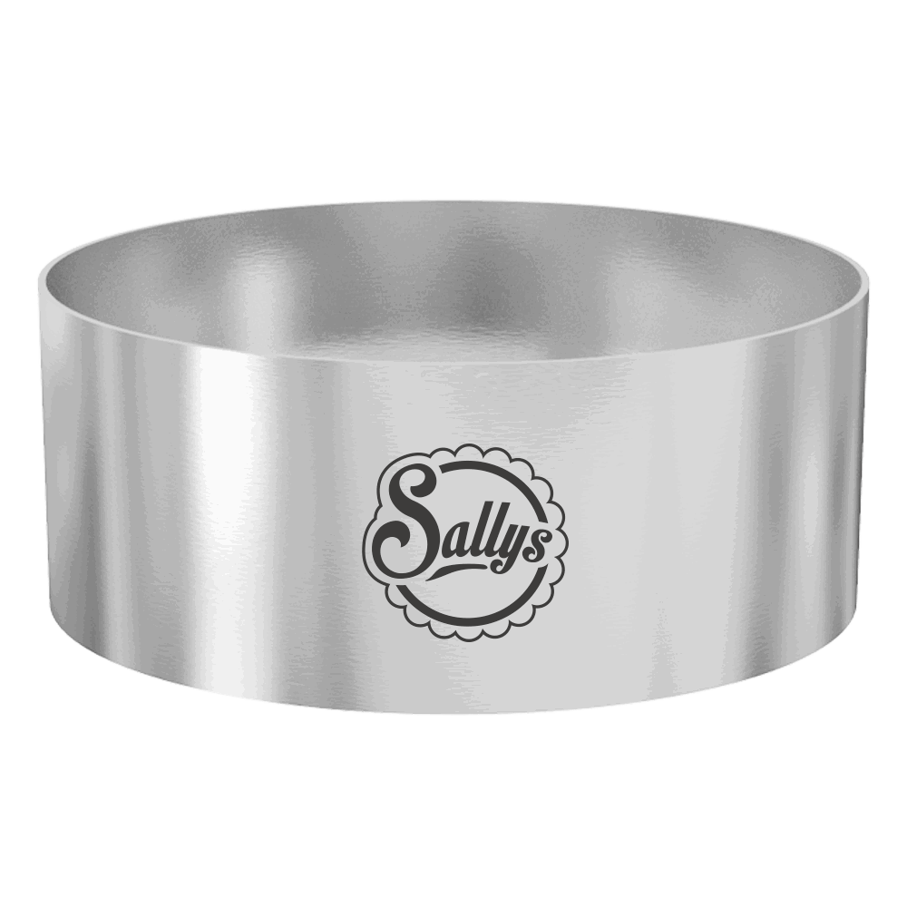 Ein silberner Mini-Backring mit Sallys Logo