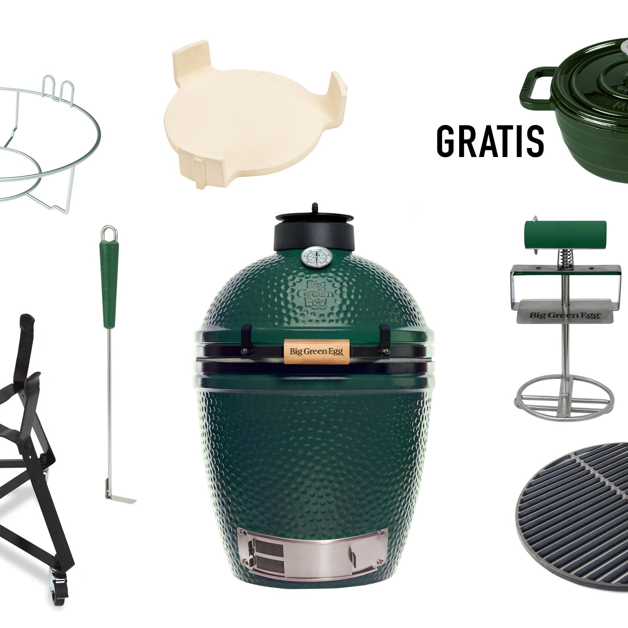 Big Green Egg Medium Set - inkl. Gusseisentopf