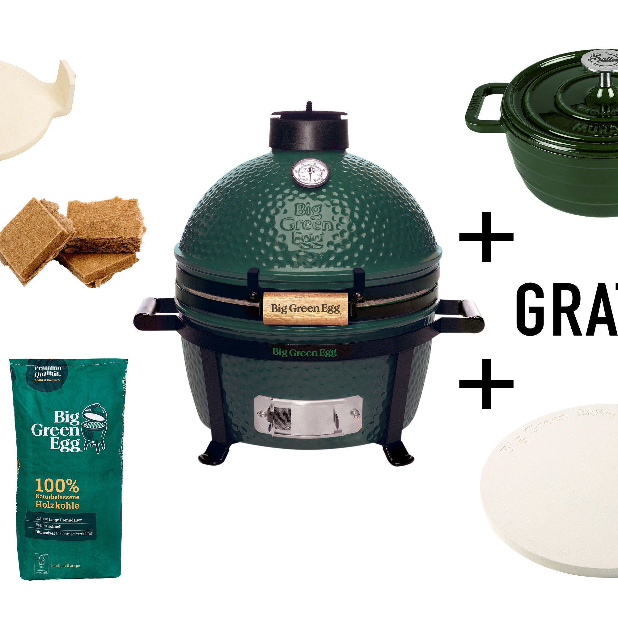 Big Green Egg MiniMax Starterset - inklusive Pizzastein und Gusseisentopf