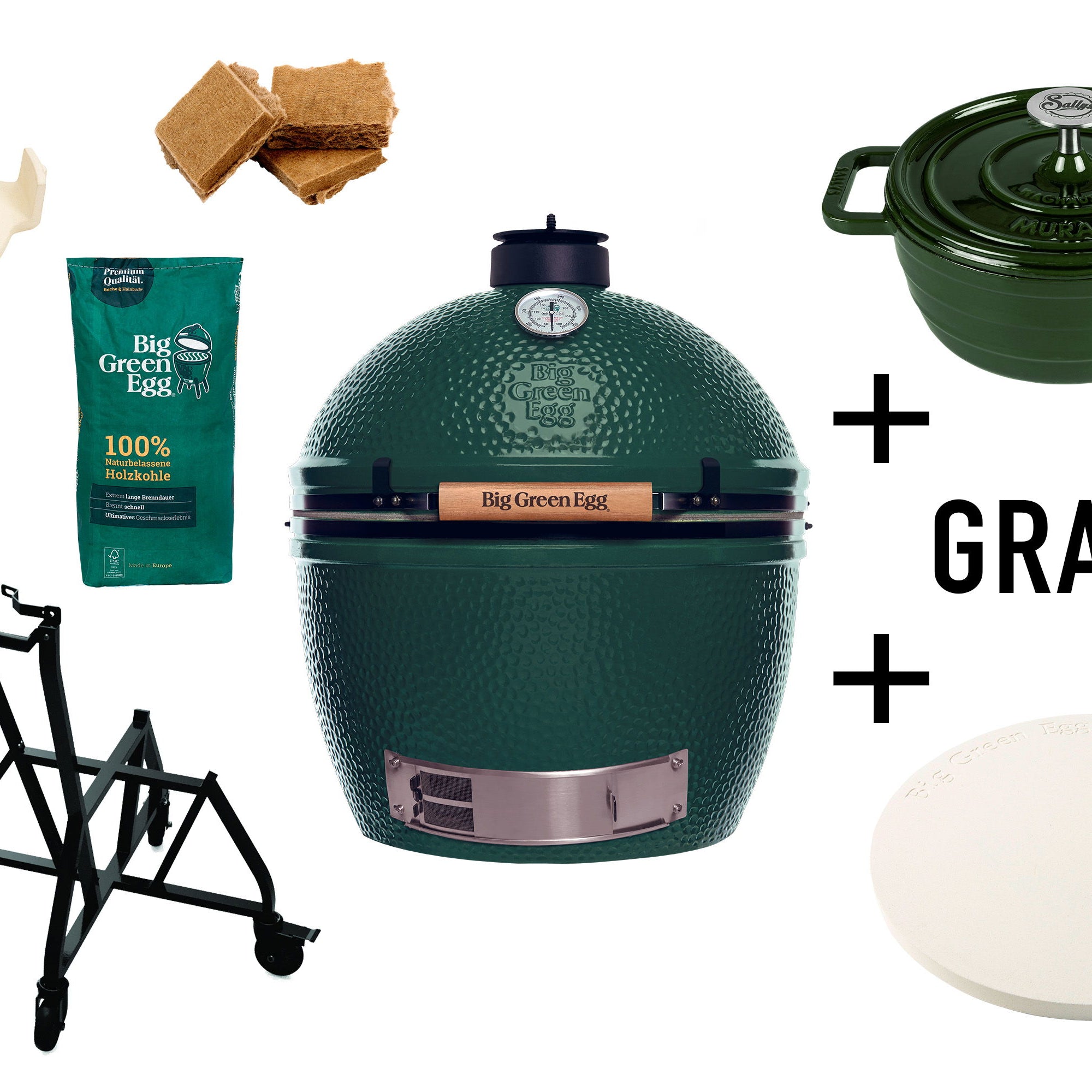 Big Green Egg Starterset XLarge - inklusive Pizzastein und Gusseisentopf