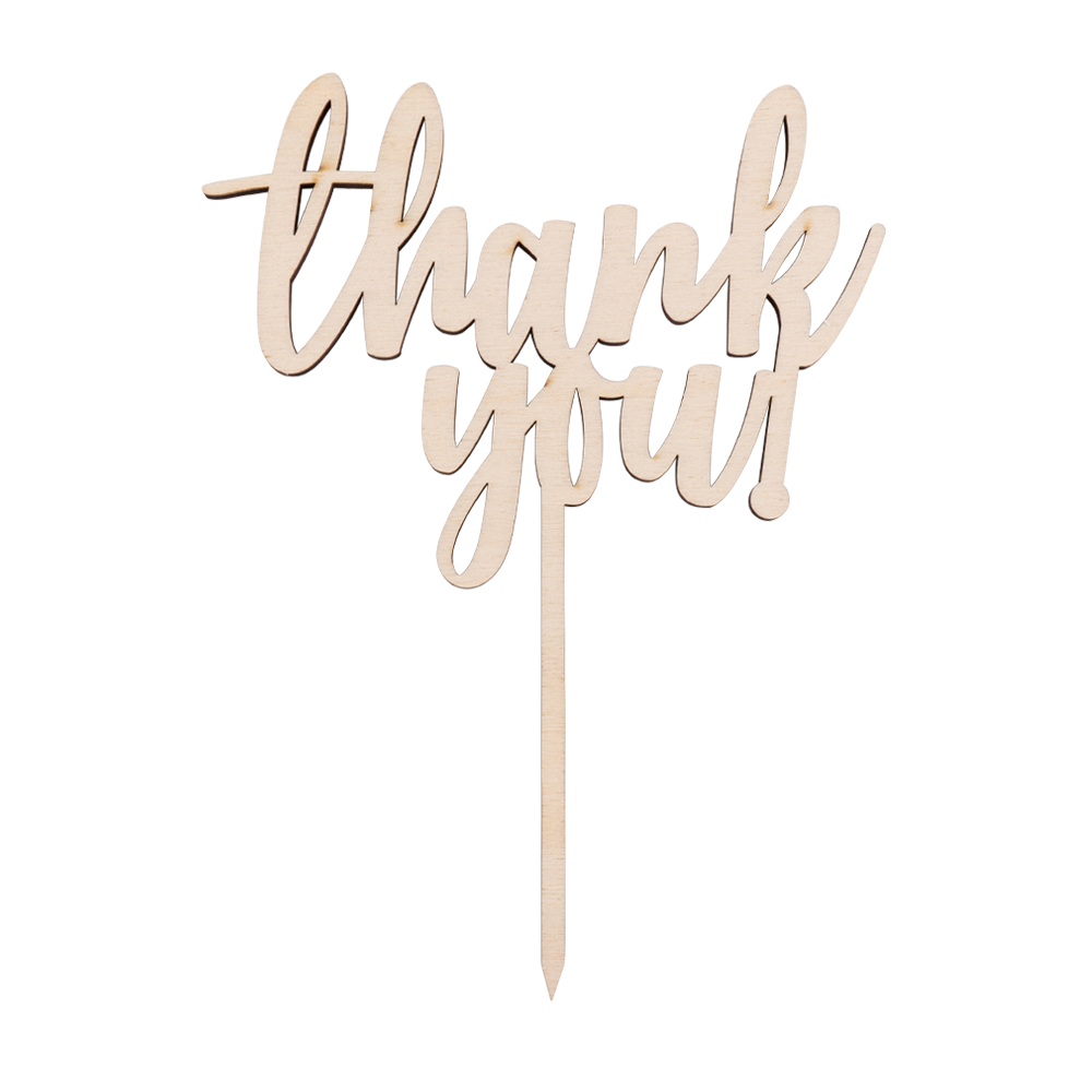 Ein Caketopper mit der Aufschrift Thank you
