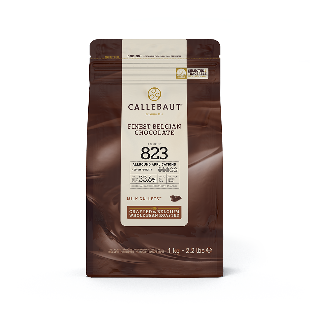 Eine Packung Callebaut Vollmilch-Kuvertüre