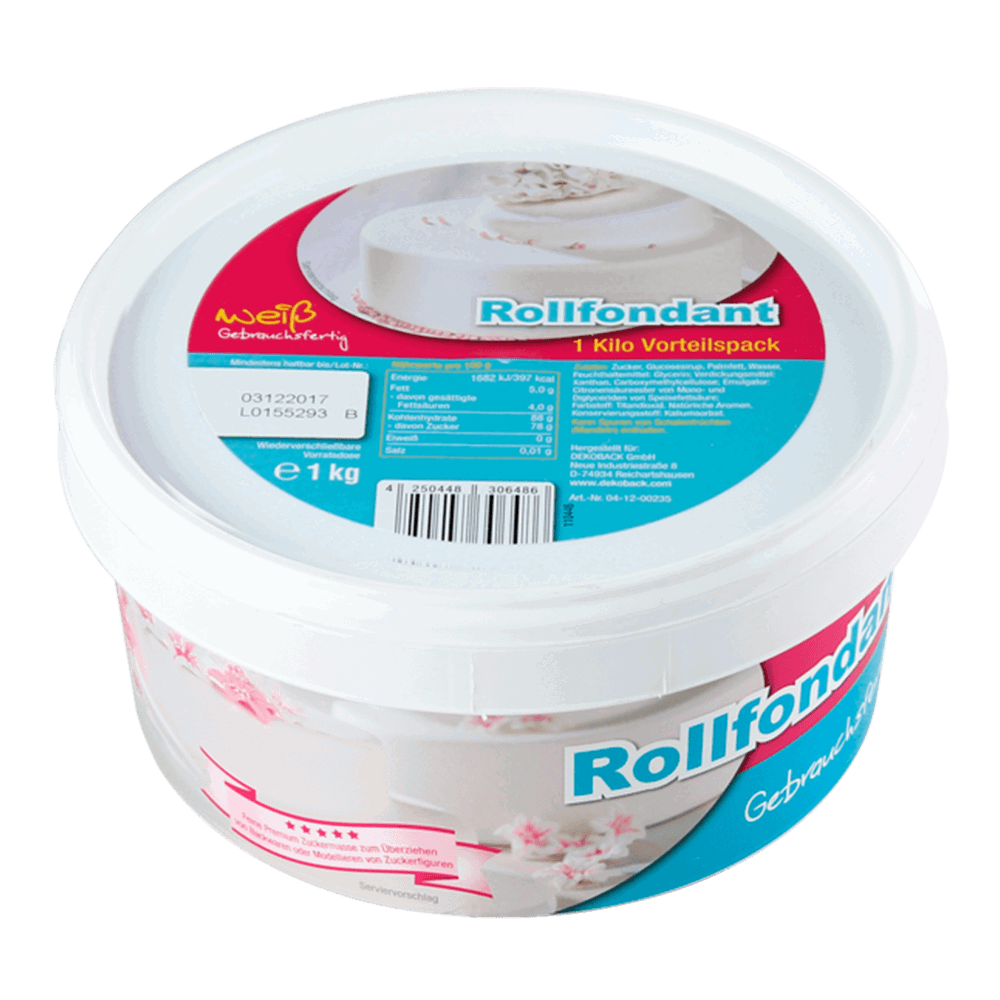 Eine Packung mit 1kg weißem Fondant