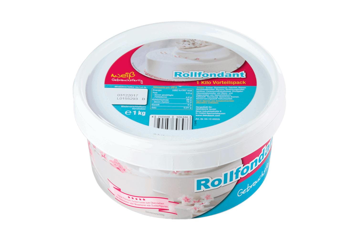 Eine Packung mit 1kg weißem Fondant