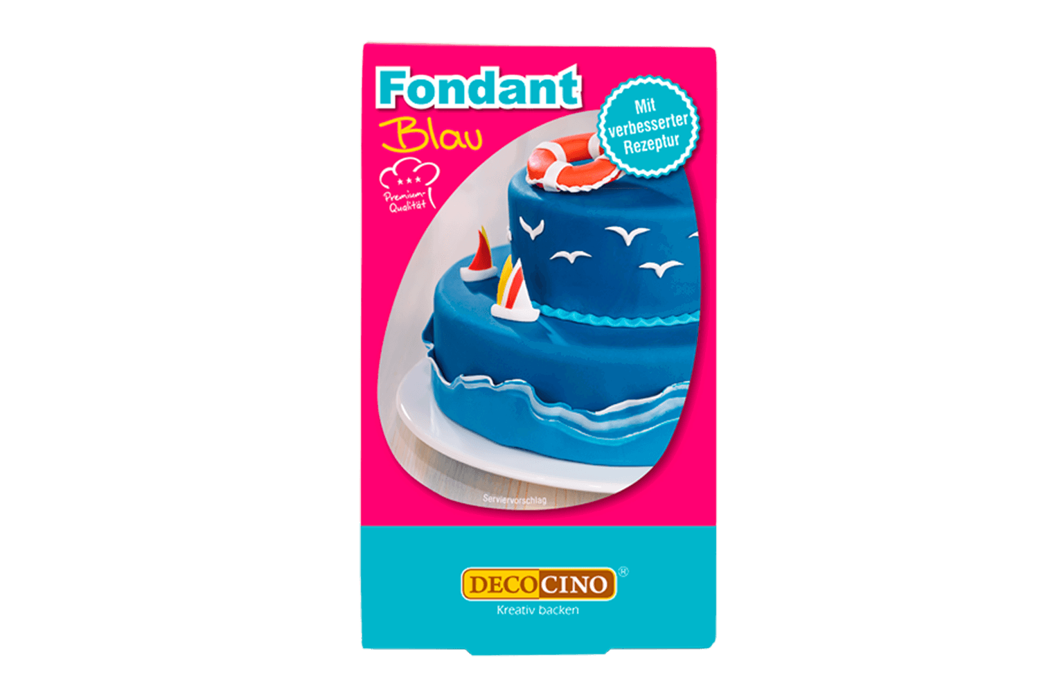 Eine Packung mit Fondant blau
