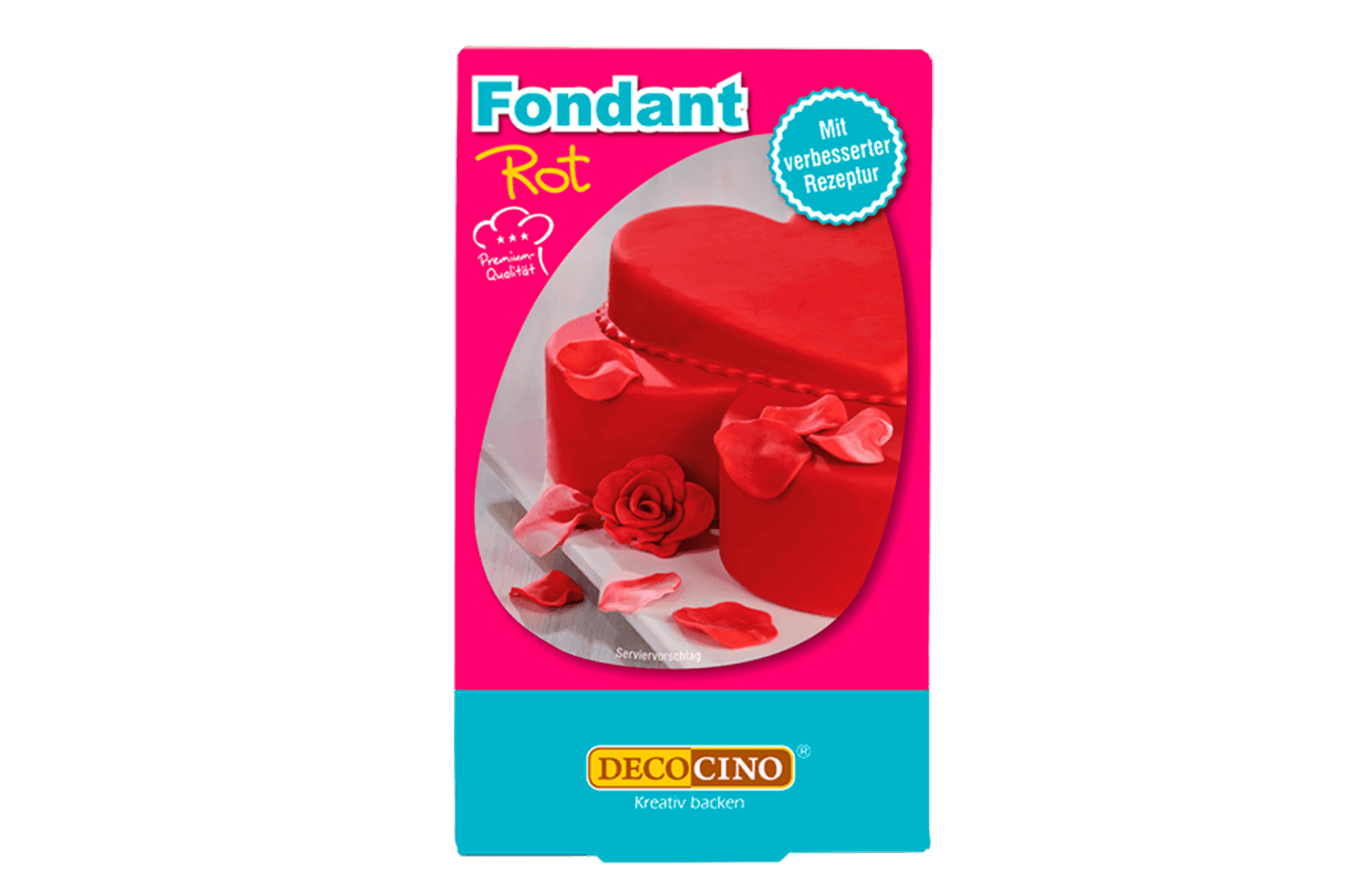 Eine Packung mit Fondant rot