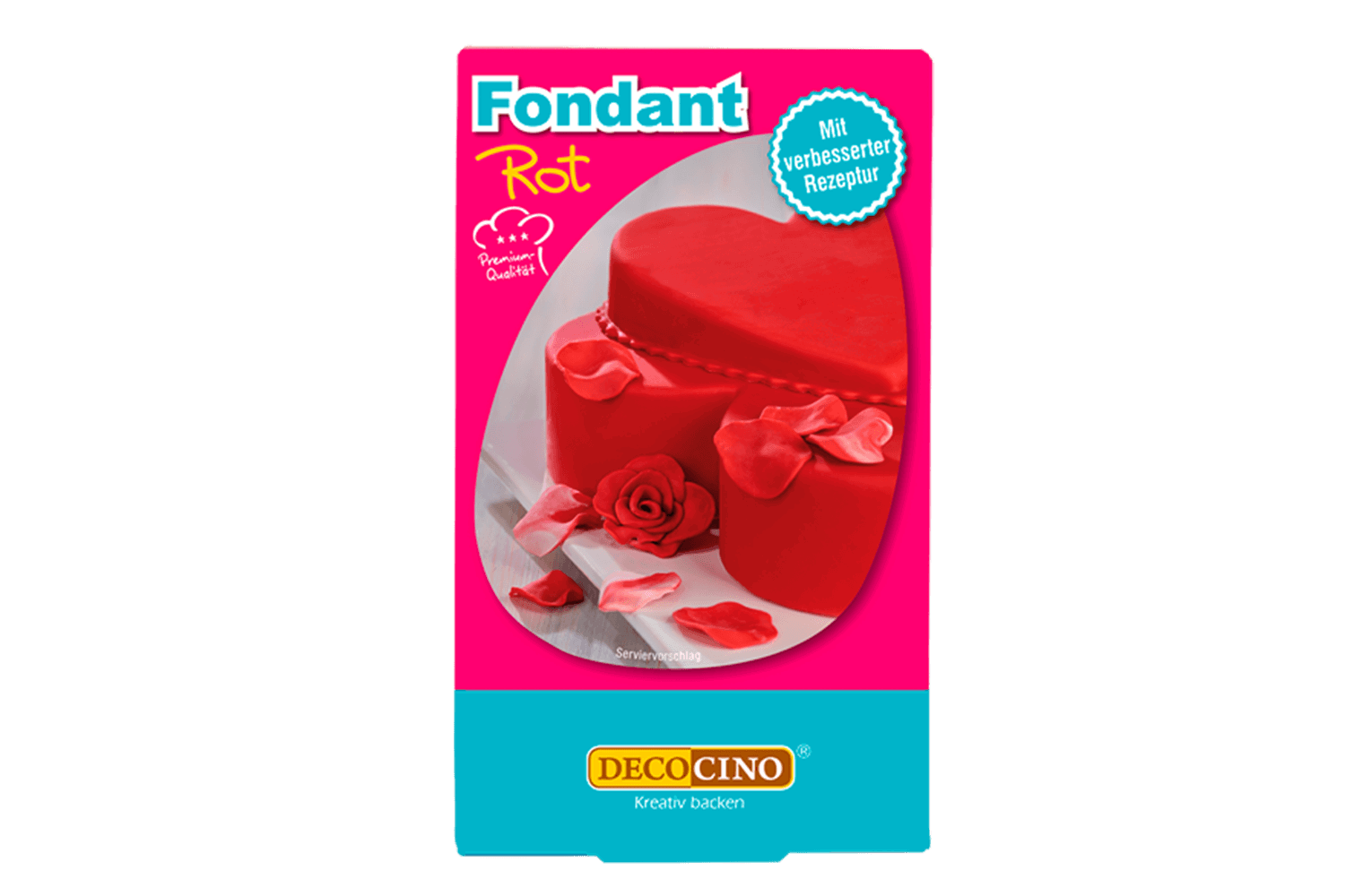 Eine Packung mit Fondant rot