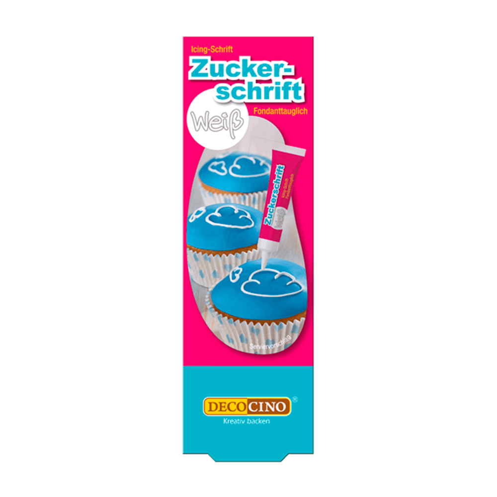Eine Packung Zuckerschrift weiß