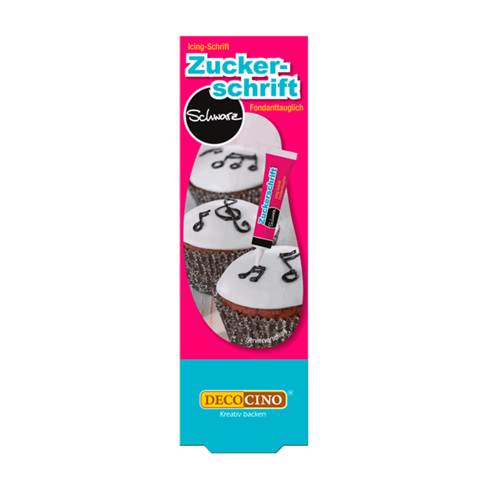 Eine Packung Zuckerschrift schwarz