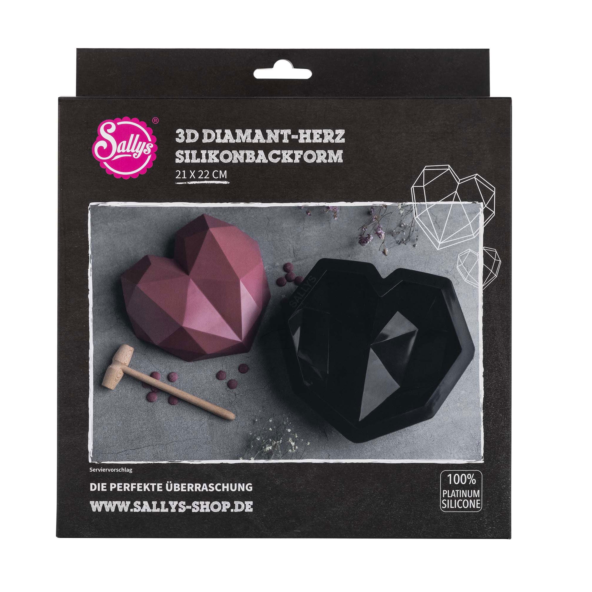 Sallys 3D Diamant-Herz Silikonbackform