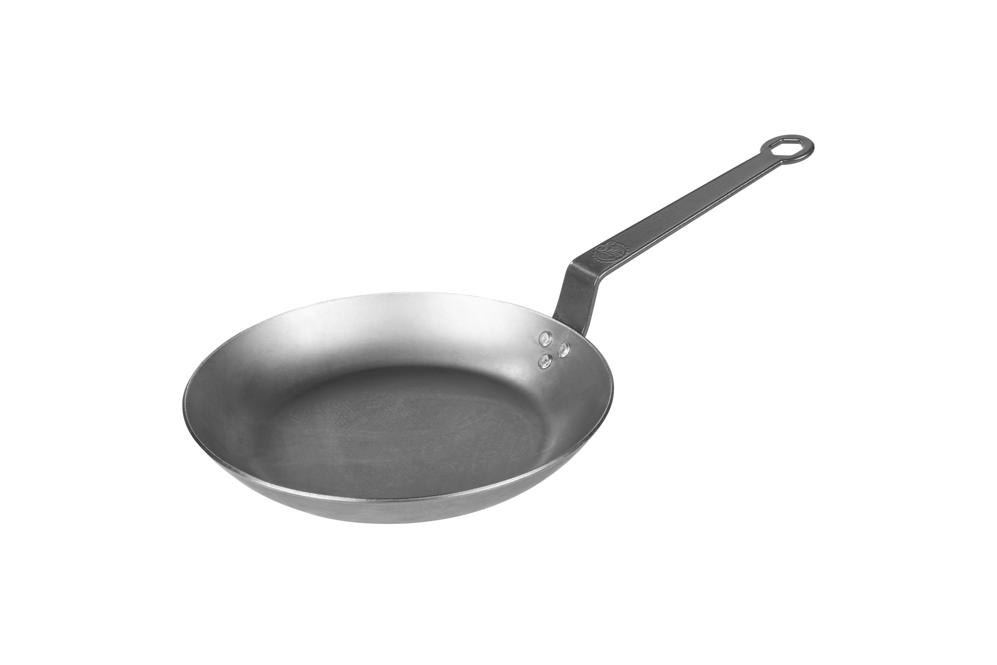 Eine silberne EIsenpfanne