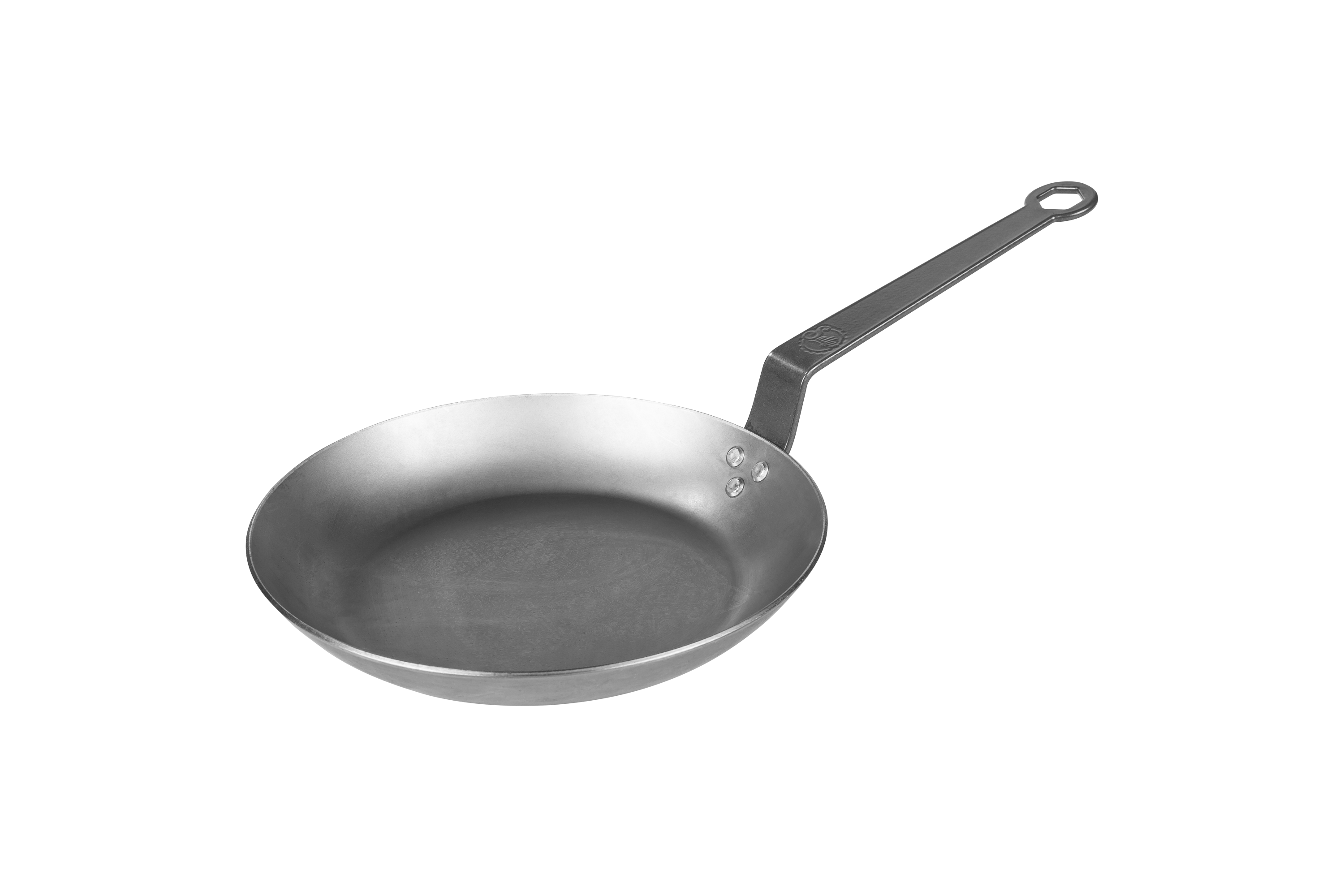 Eine silberne EIsenpfanne