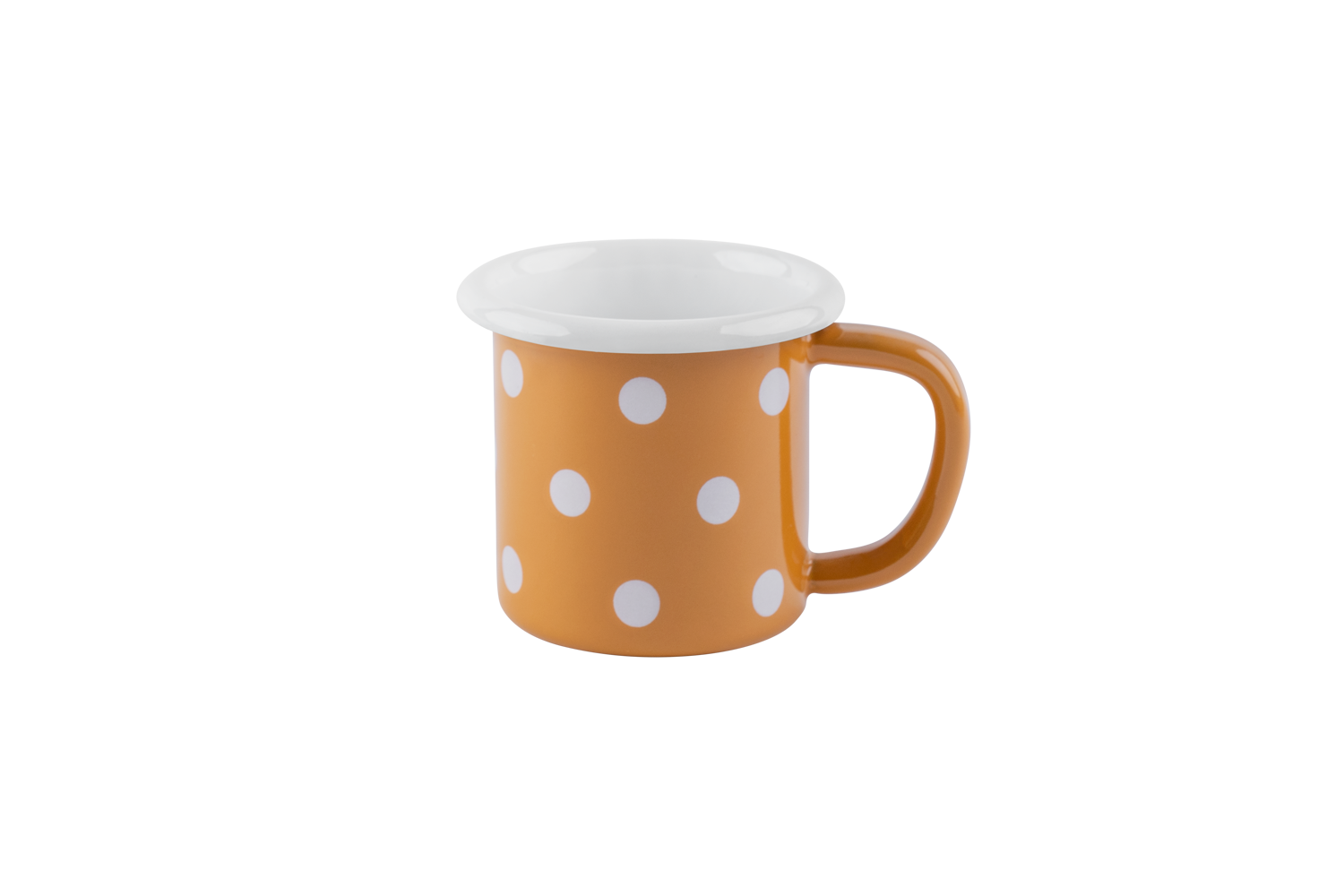 Eine senfgelben Emaille-Tasse
