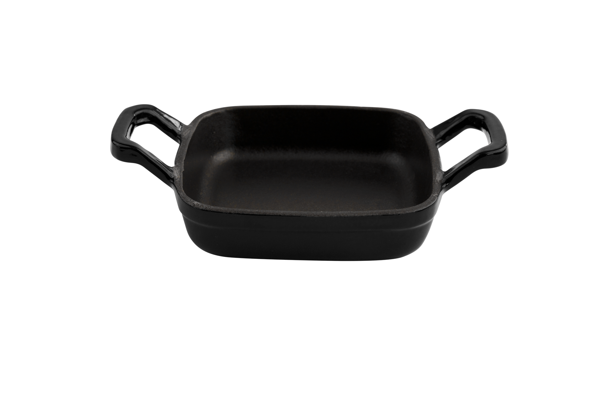 Eine schwarze Gusseisenpfanne mit Henkeln