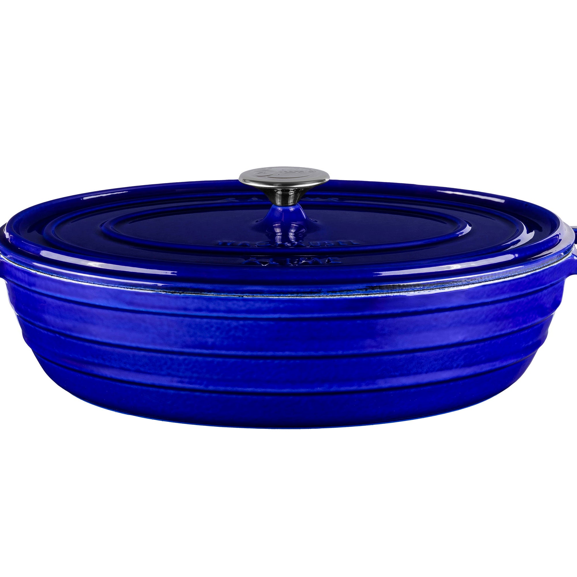 Ein Gusseisentopf in der Farbe royalblue