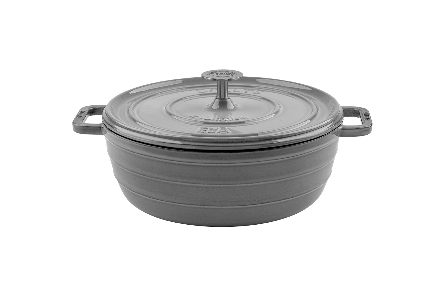 Ein grauer Gusseisentopf