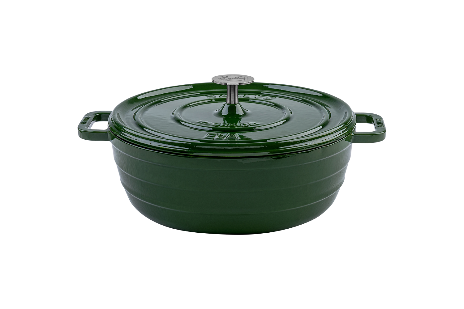 Ein grüner Gusseisentopf