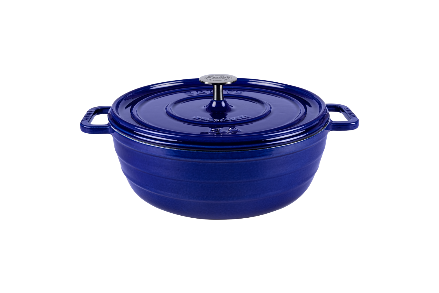 Ein Gusseisentopf in der Farbe royalblue