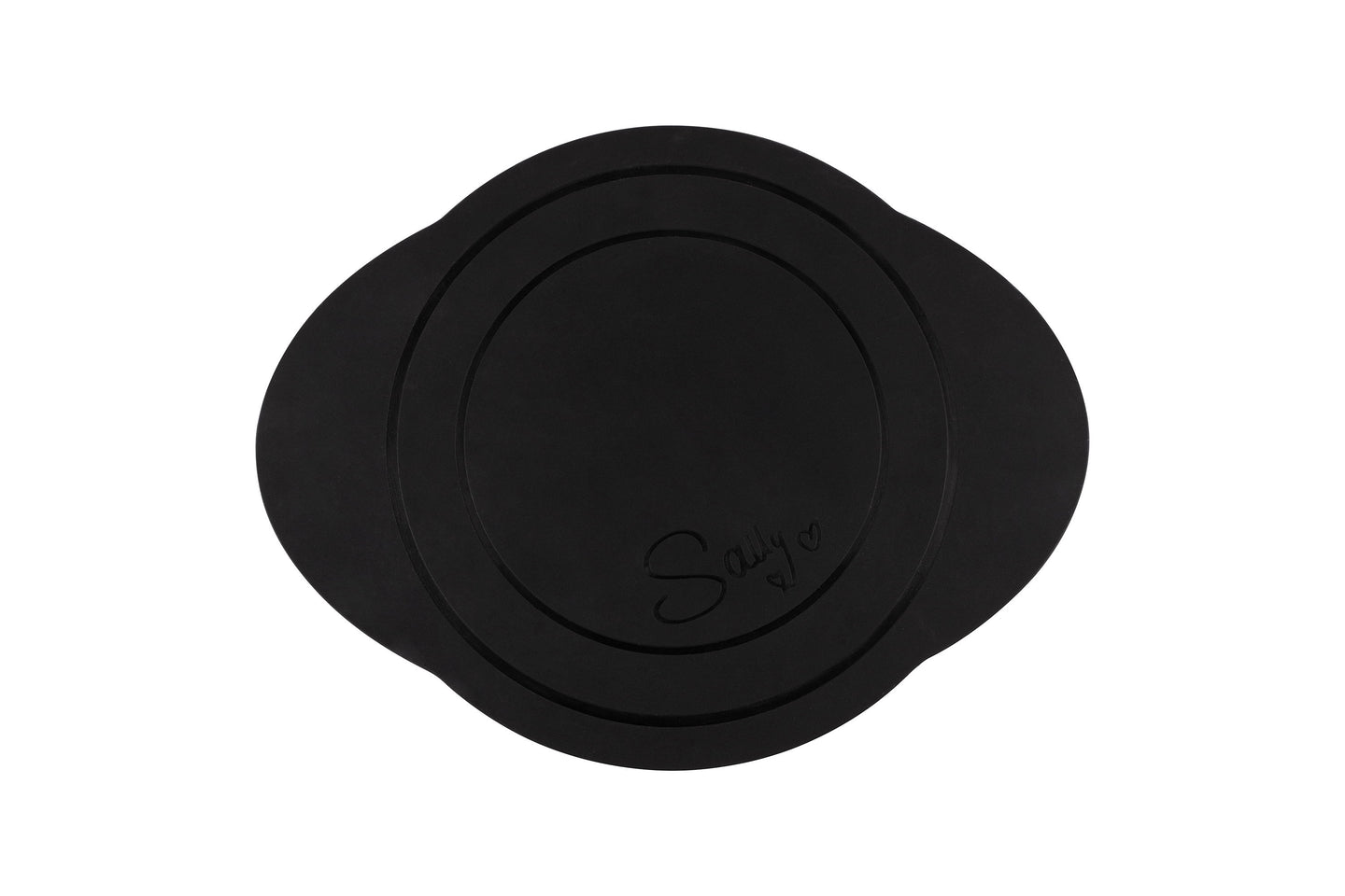Eine ovale, schwarze Induktionsmatte