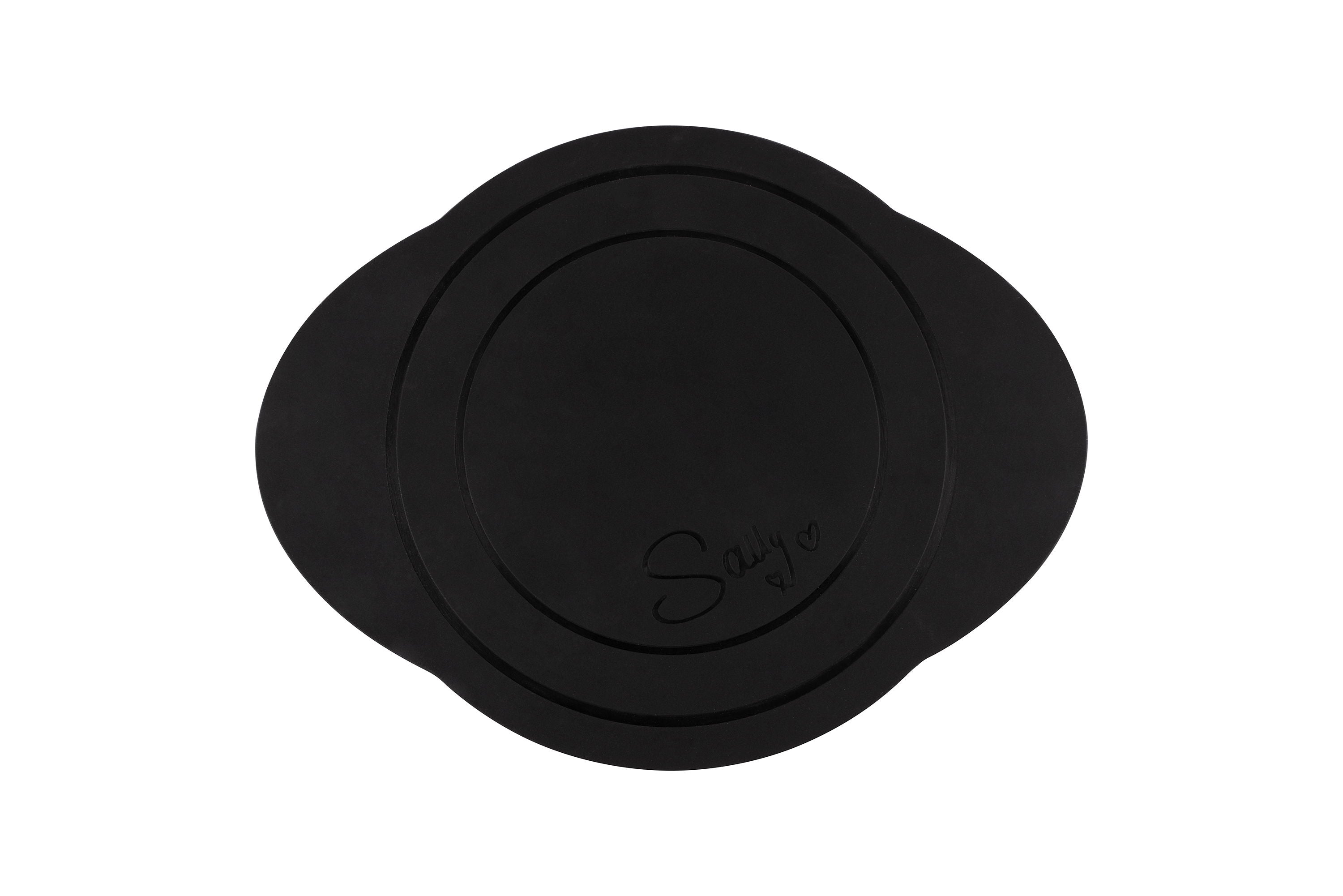 Eine ovale, schwarze Induktionsmatte