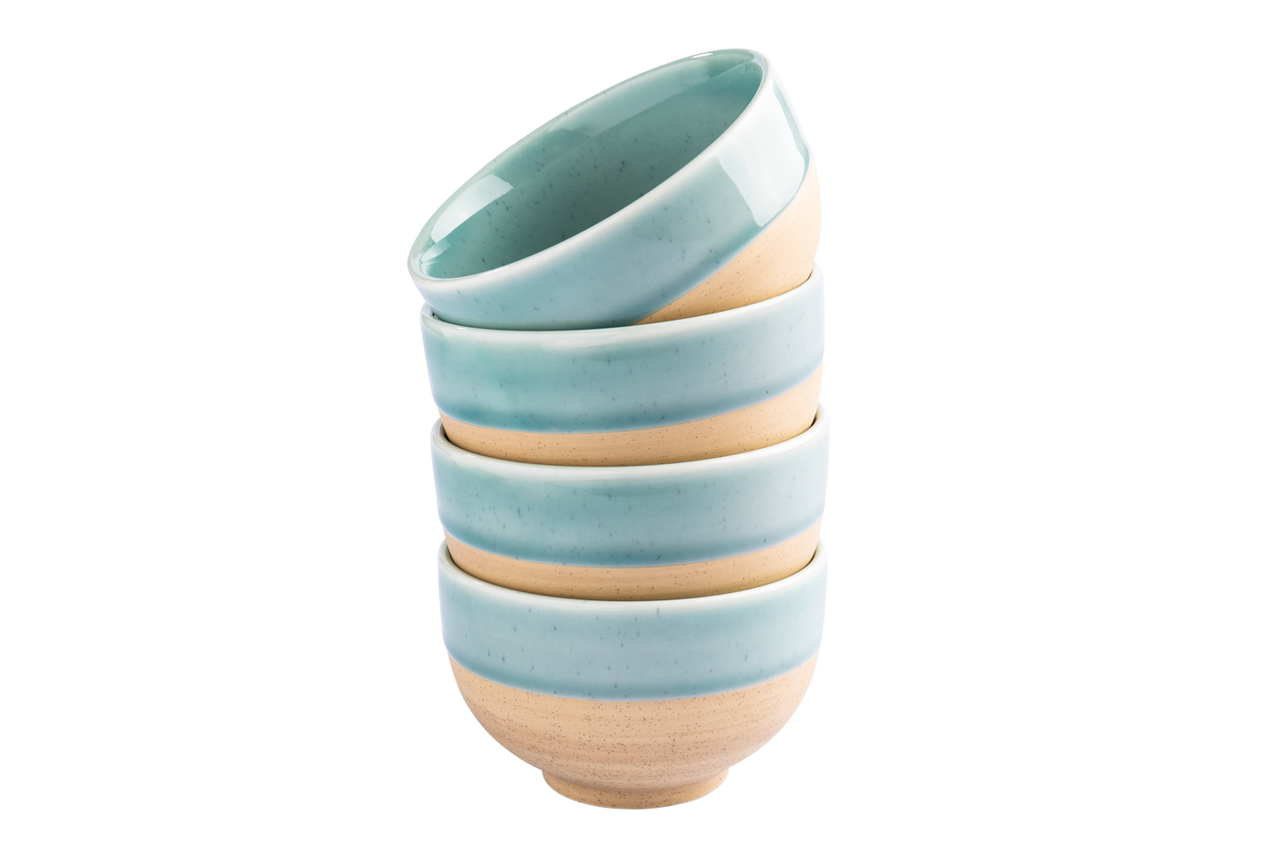 Mehrere blau-beige Keramikschüsseln