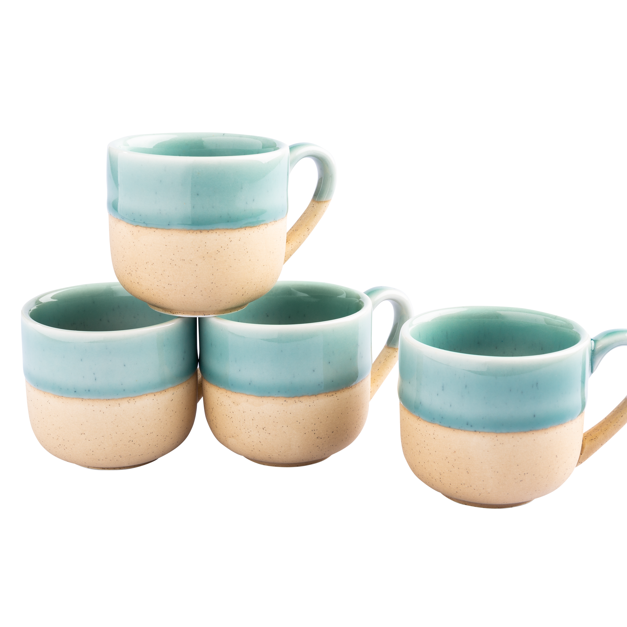 Blau-beige Keramik-Tassen