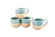 Blau-beige Keramik-Tassen