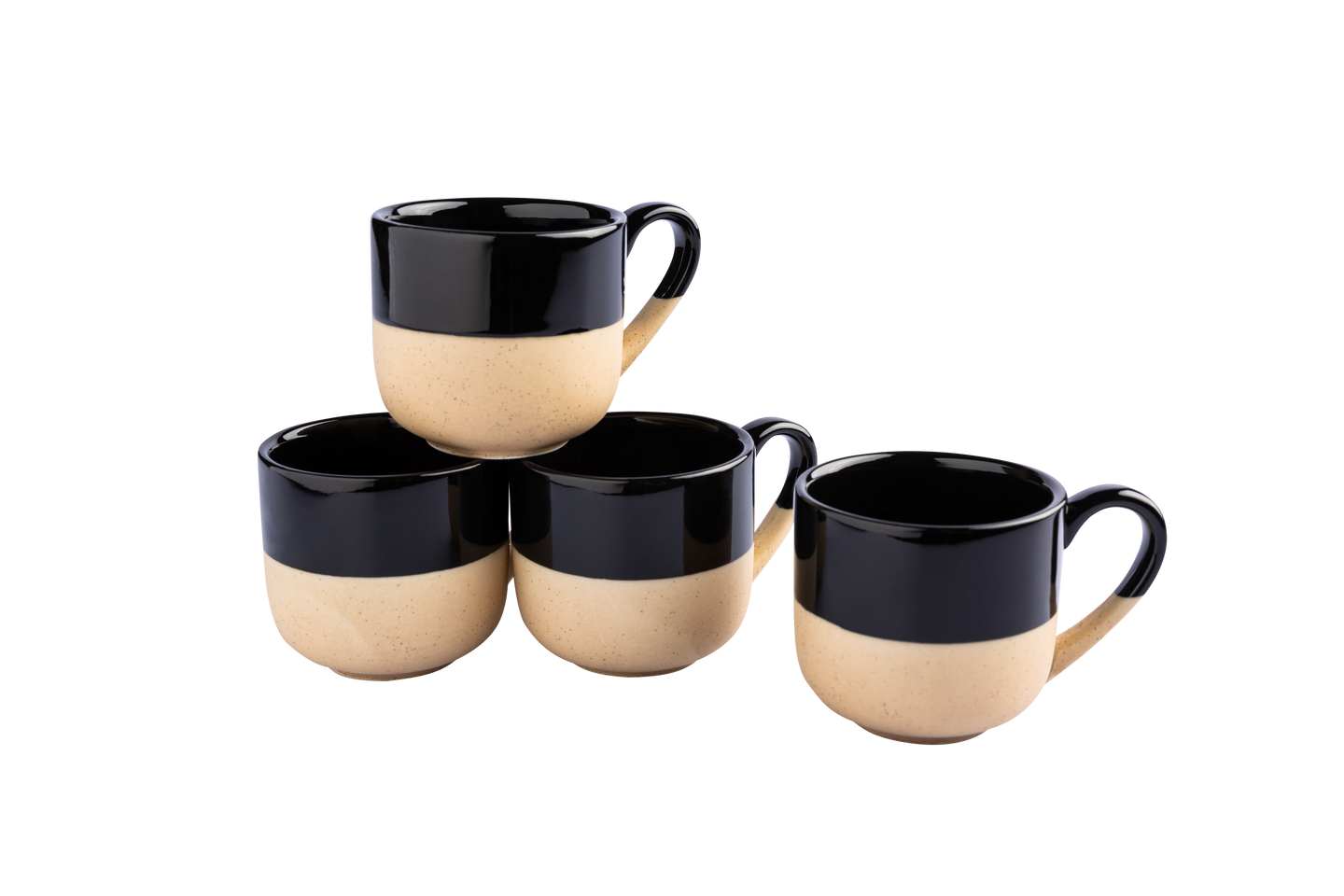 Schwarz-beige Keramik-Tassen