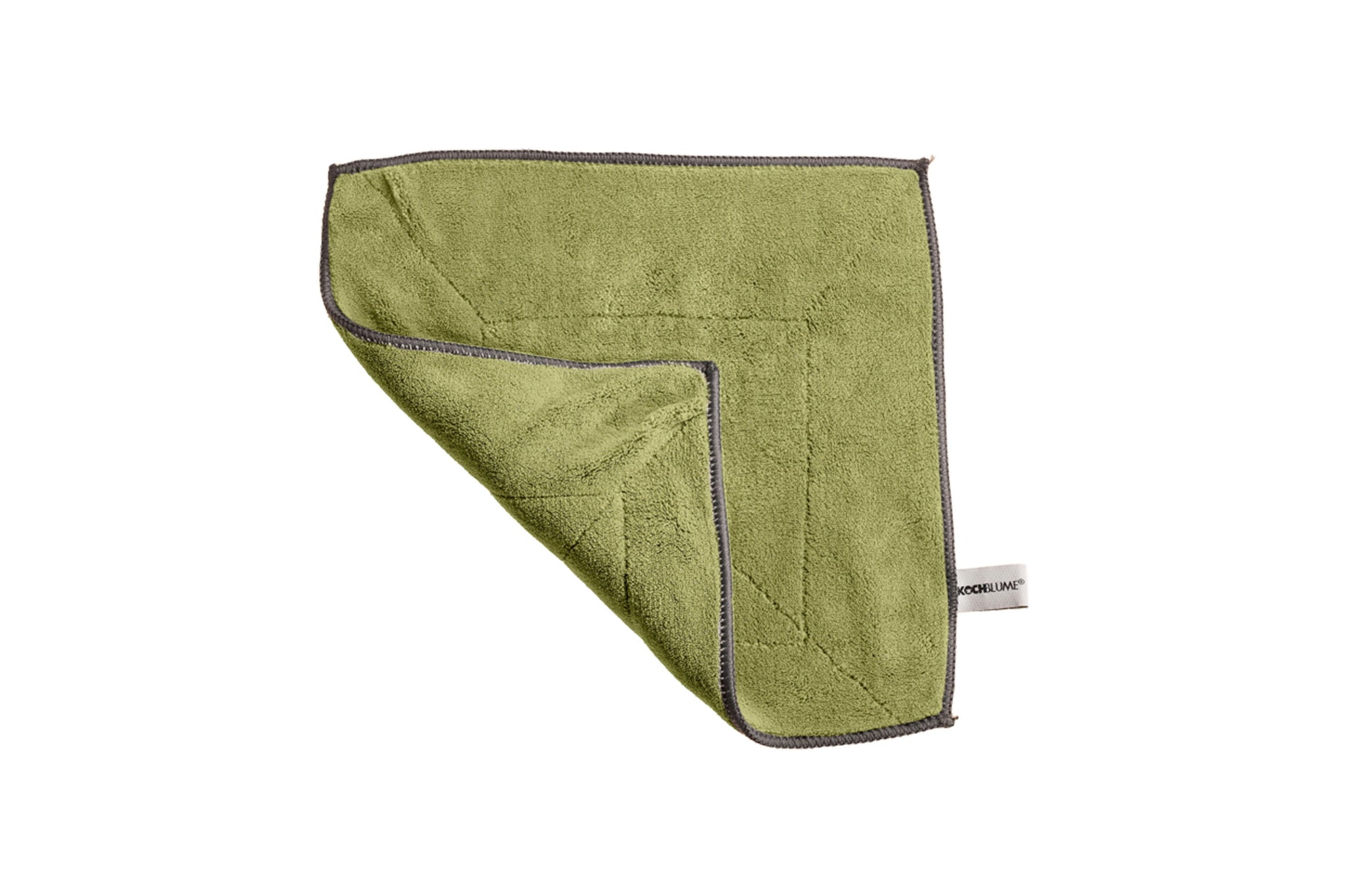 Ein Mikrofasertuch in der Farbe grün