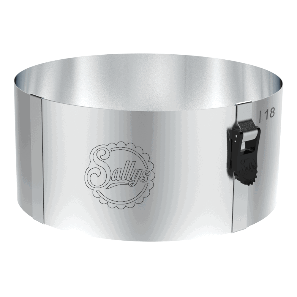 Ein silberner kleiner Tortenring mit Klemmhebel