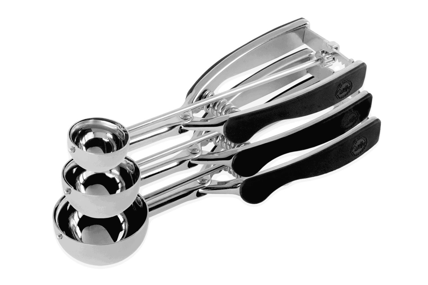 Mehrere silberne Portionierer in verschiedenen Größen