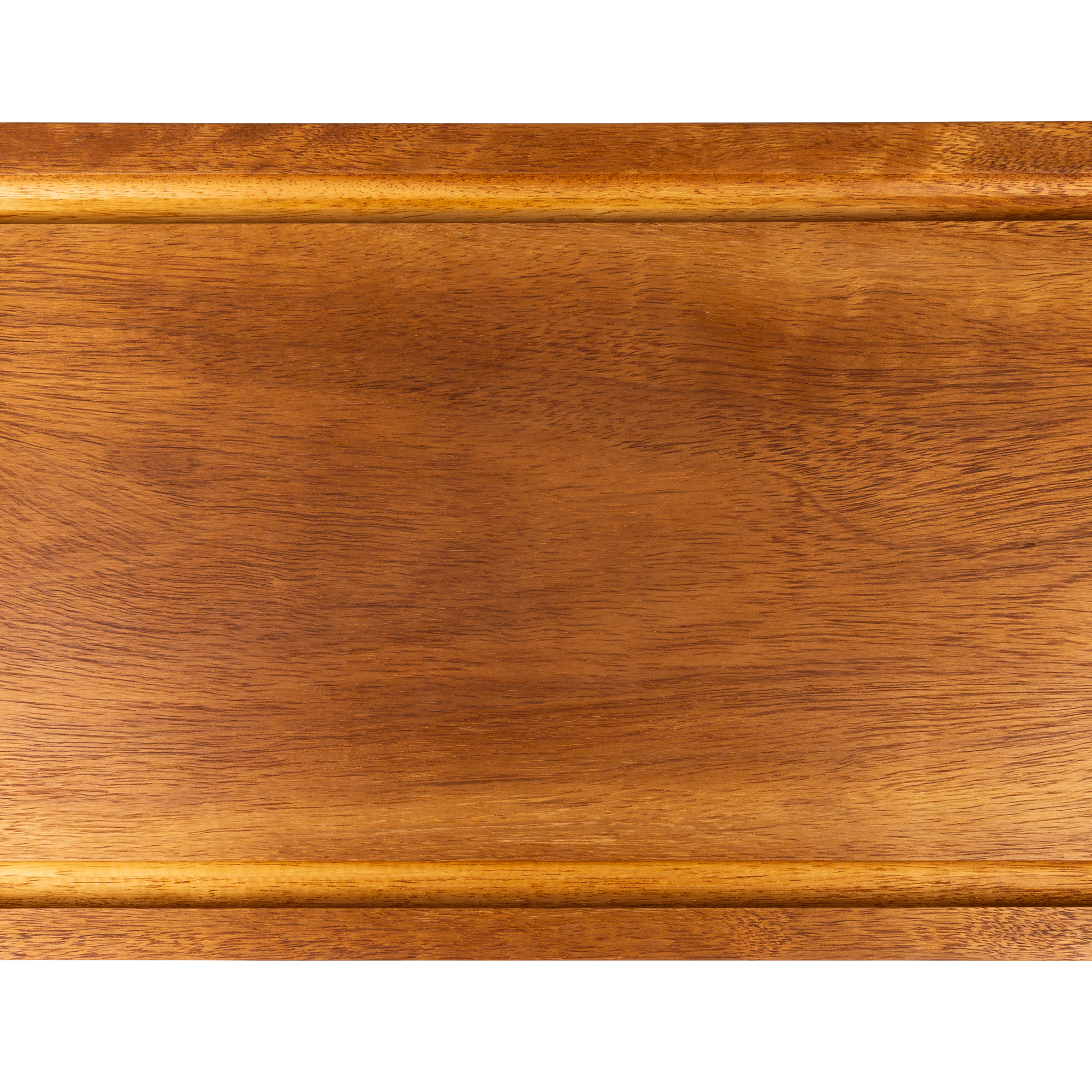 Ein helles Schneidebrett aus Holz mit Saftrille