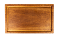 Ein helles Schneidebrett aus Holz mit Saftrille