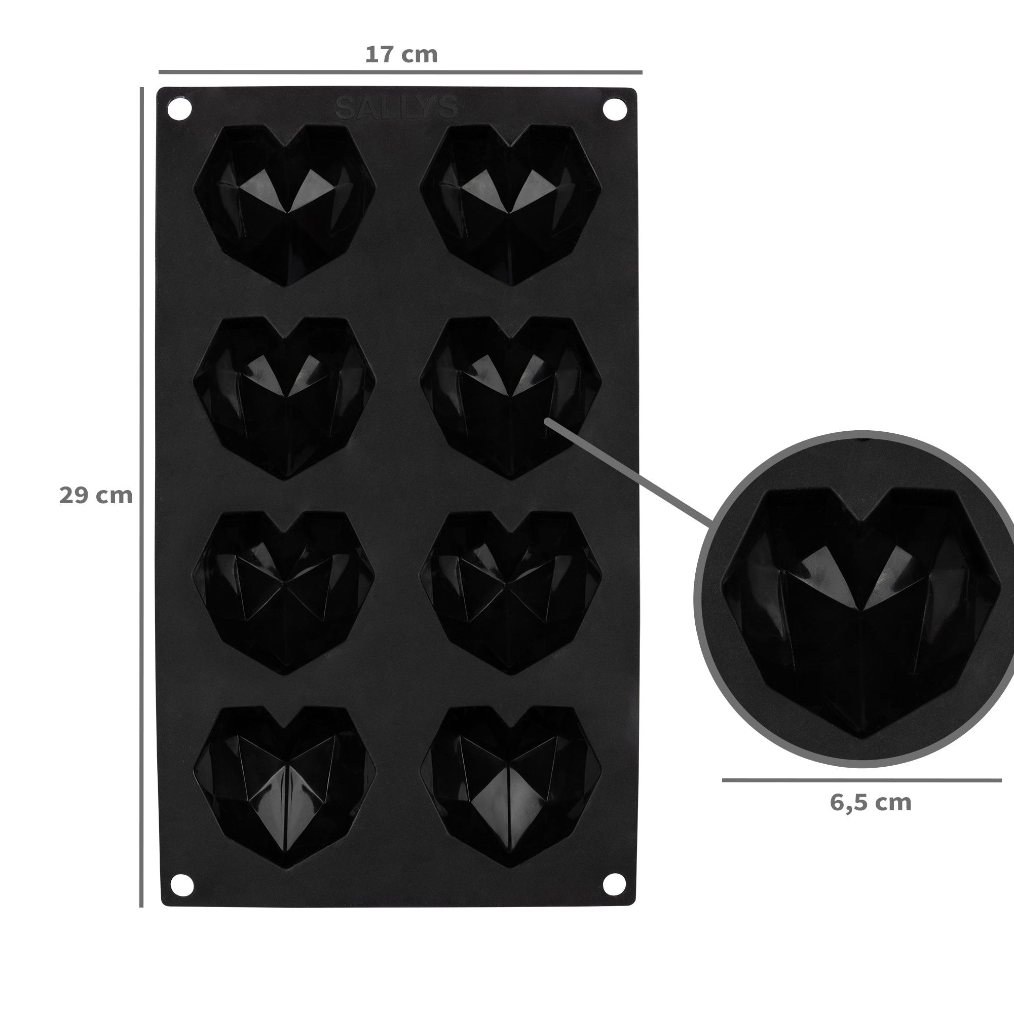 Sallys 3D Diamant-Herz Silikonbackform klein
