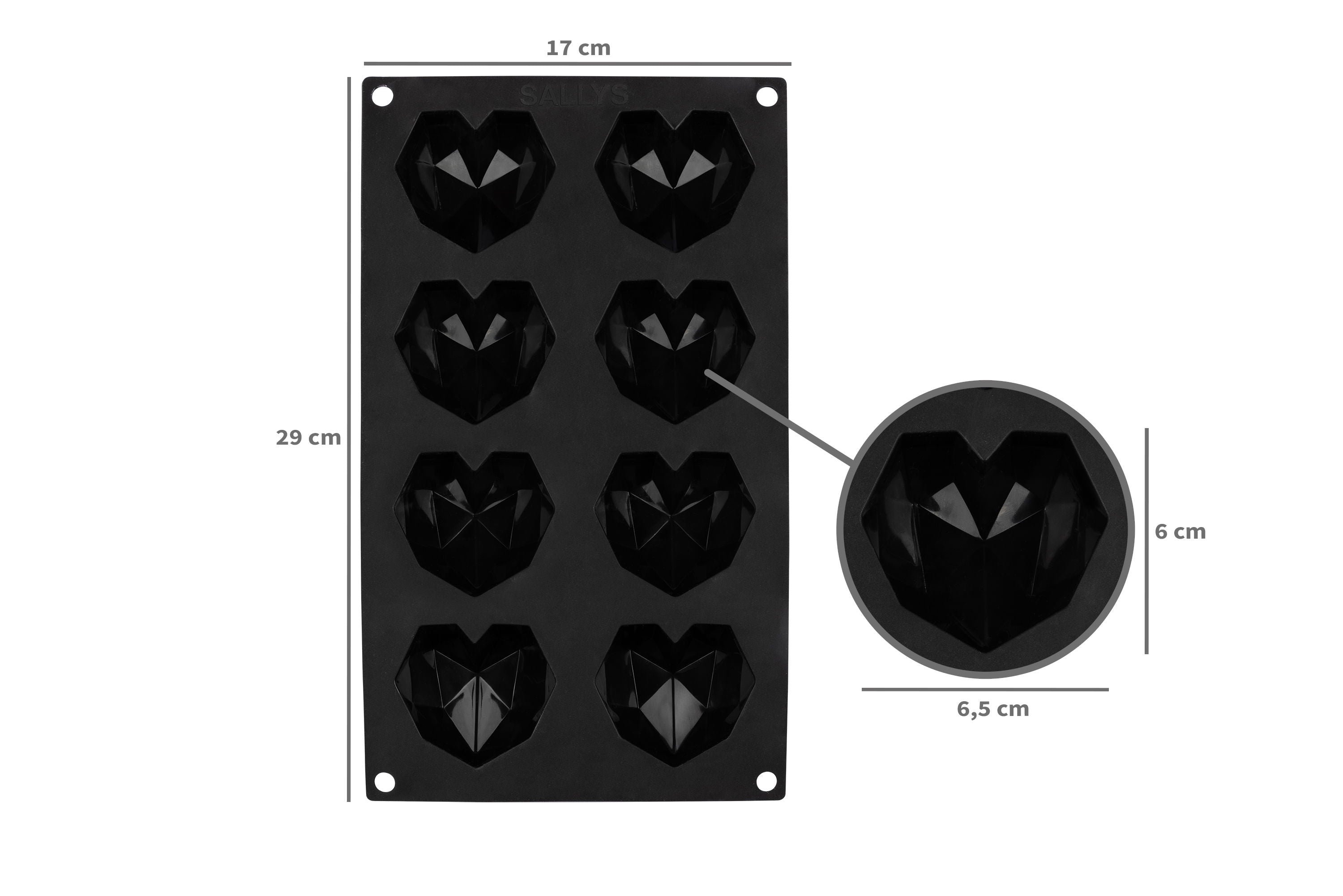 Sallys 3D Diamant-Herz Silikonbackform klein
