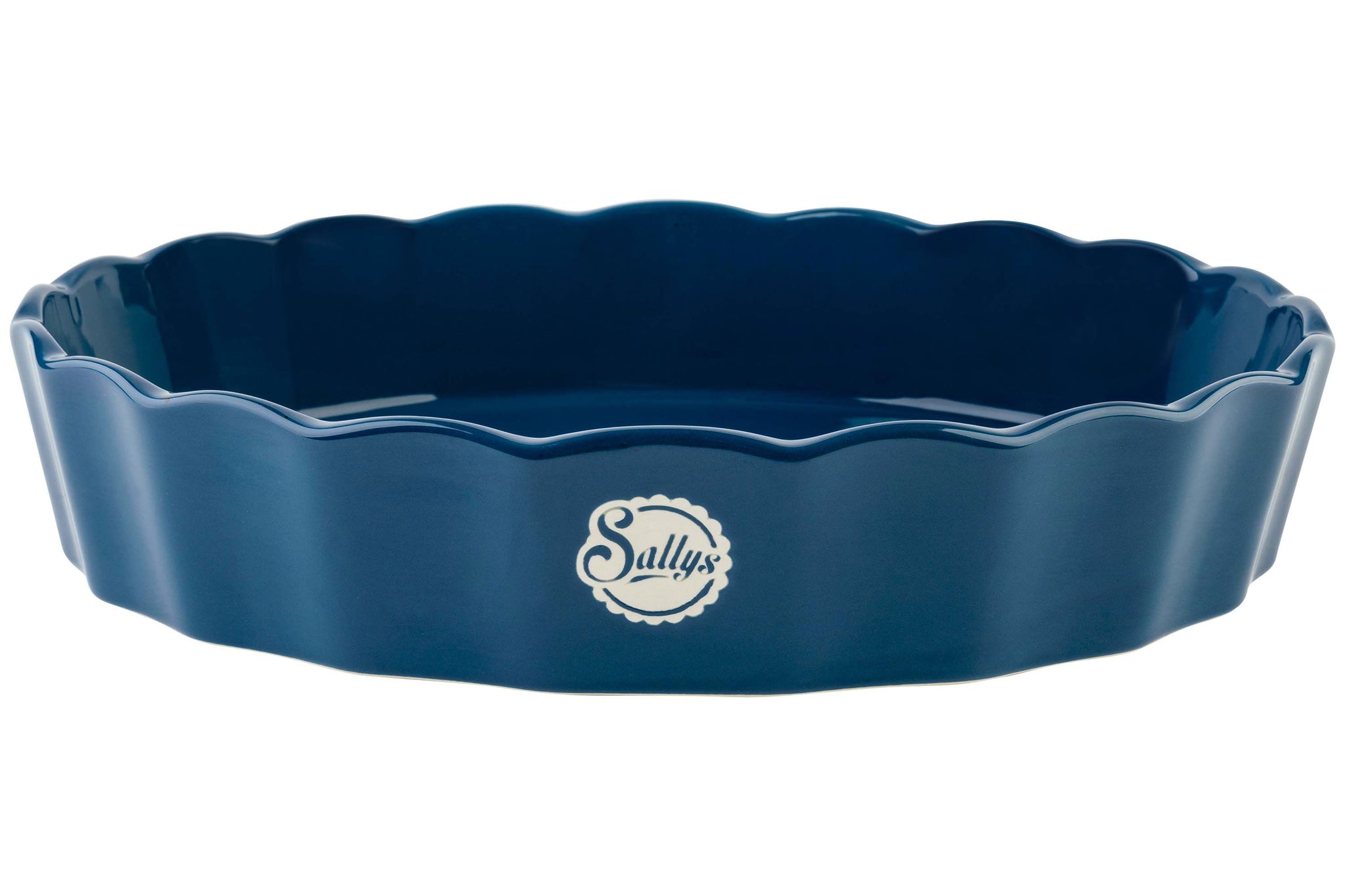 Eine blaue, ovale Stoneware-Ofenform