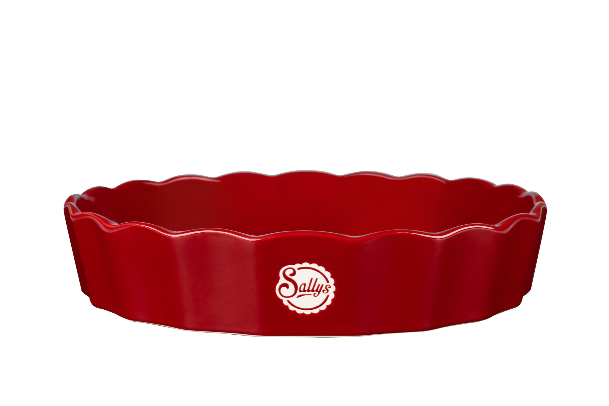 Eine rote, ovale Stoneware-Ofenform