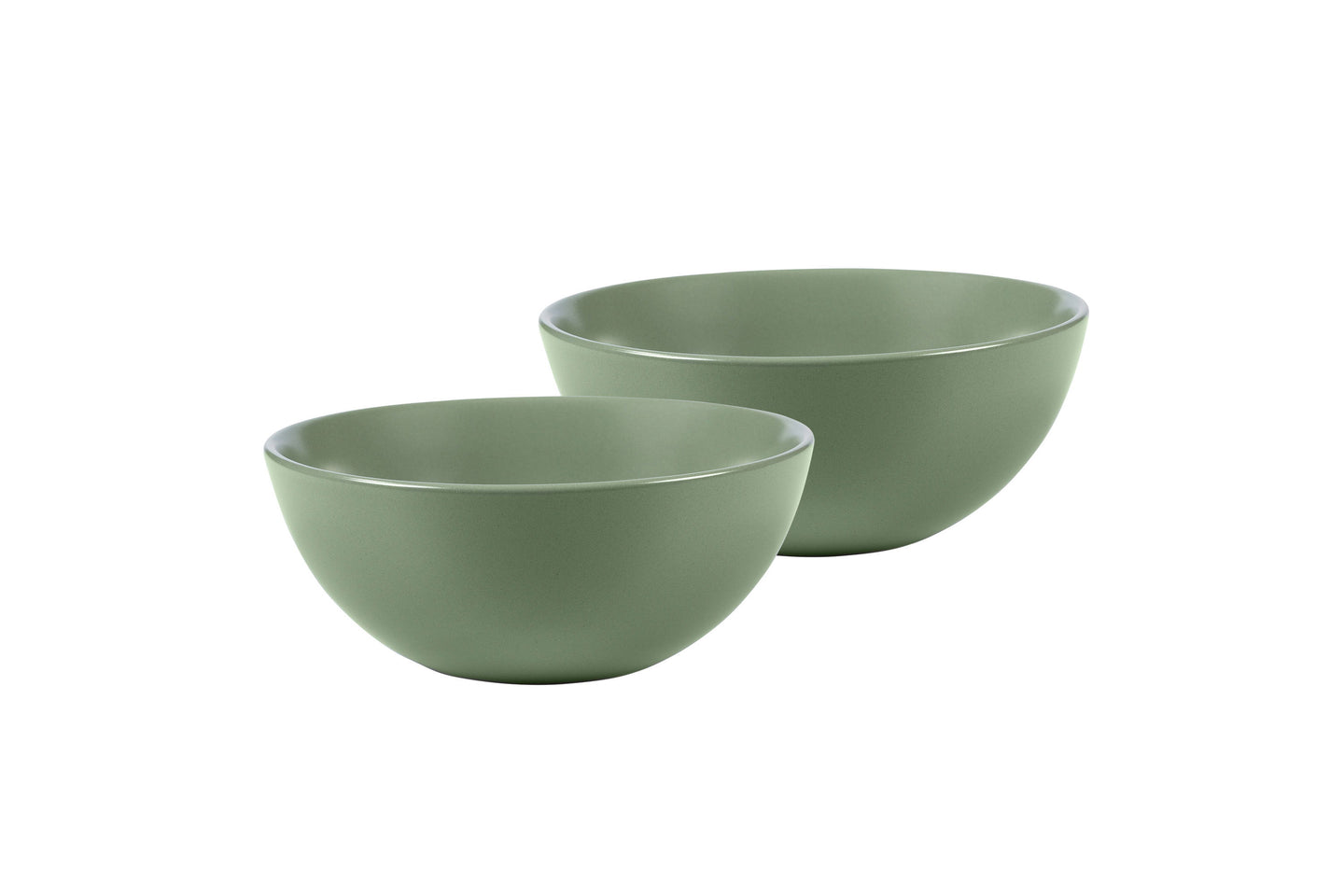 Zwei grüne Stoneware-Schüsseln