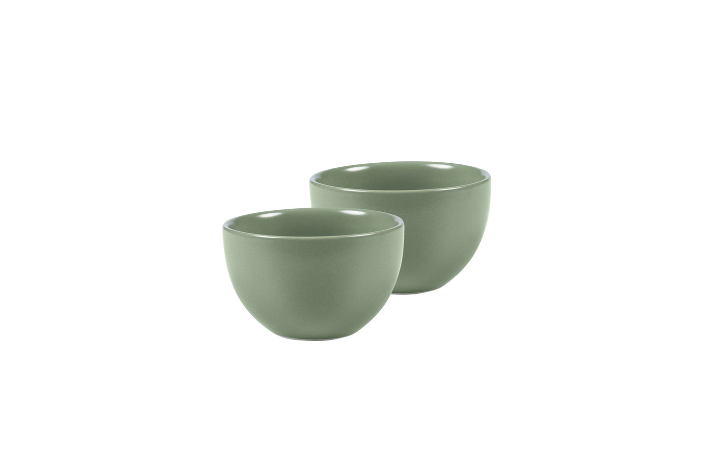 Zwei kleine, grüne Stoneware-Schüsseln