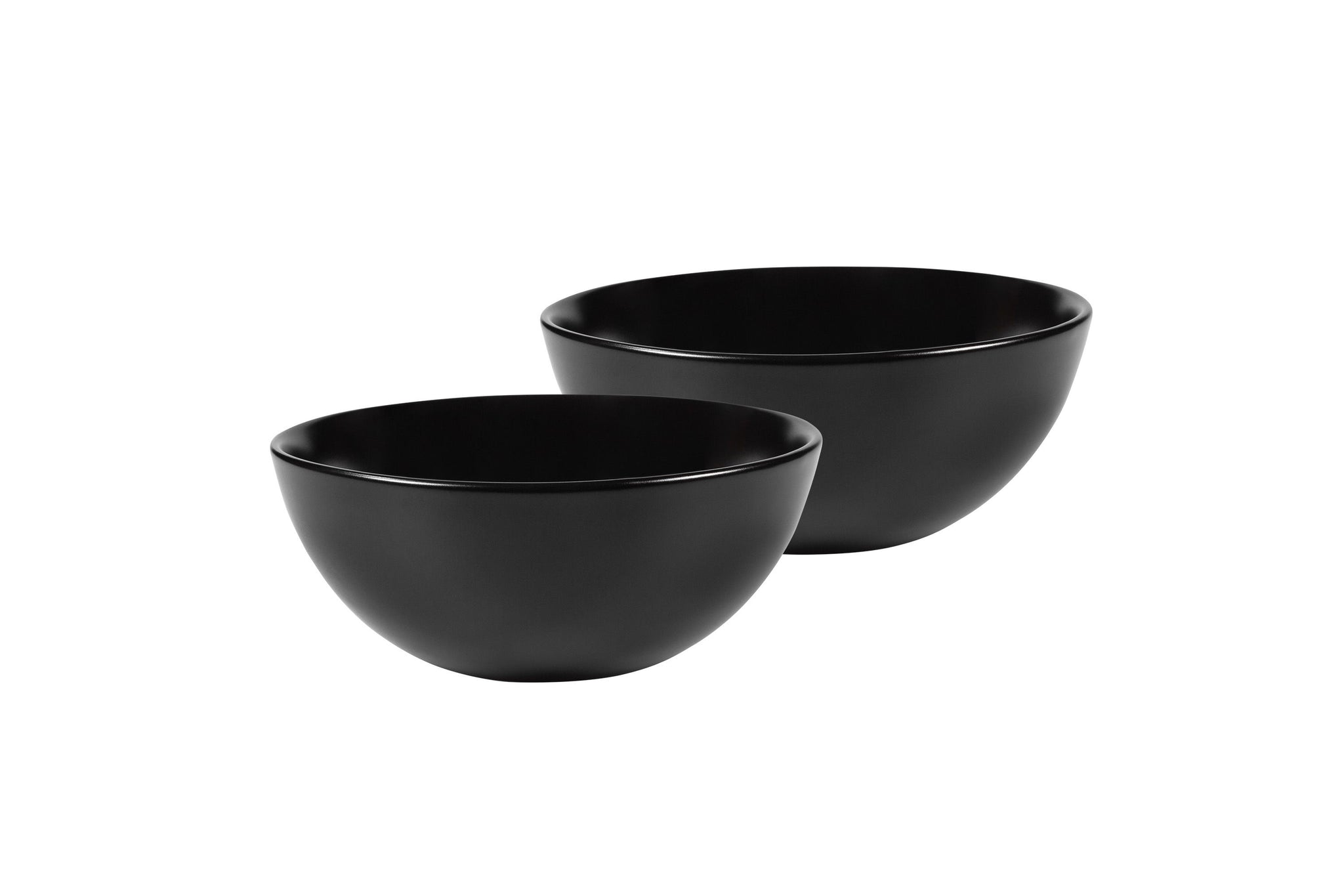 Zwei schwarze Stoneware-Schüsseln