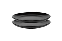 Zwei schwarze Stoneware-Teller