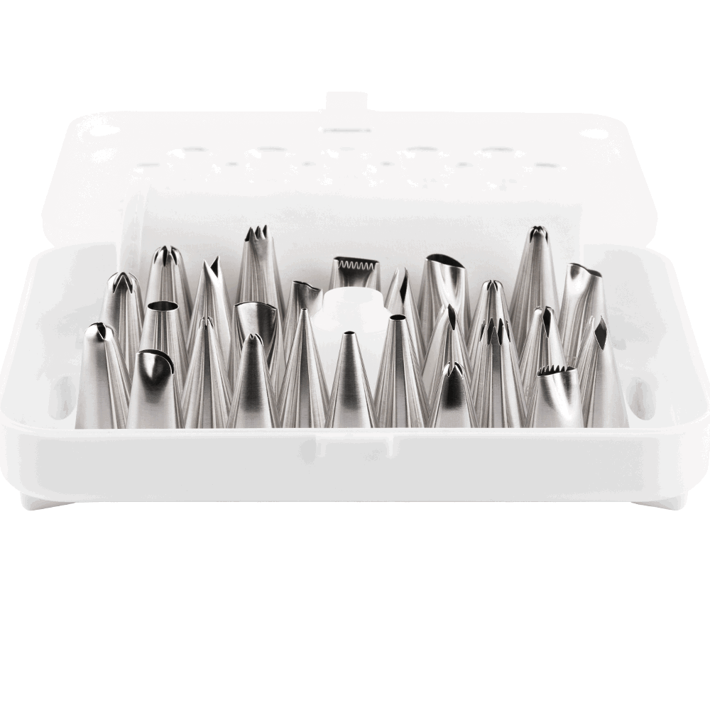 Eine Aufbewahrungsdose für Spritztüllen