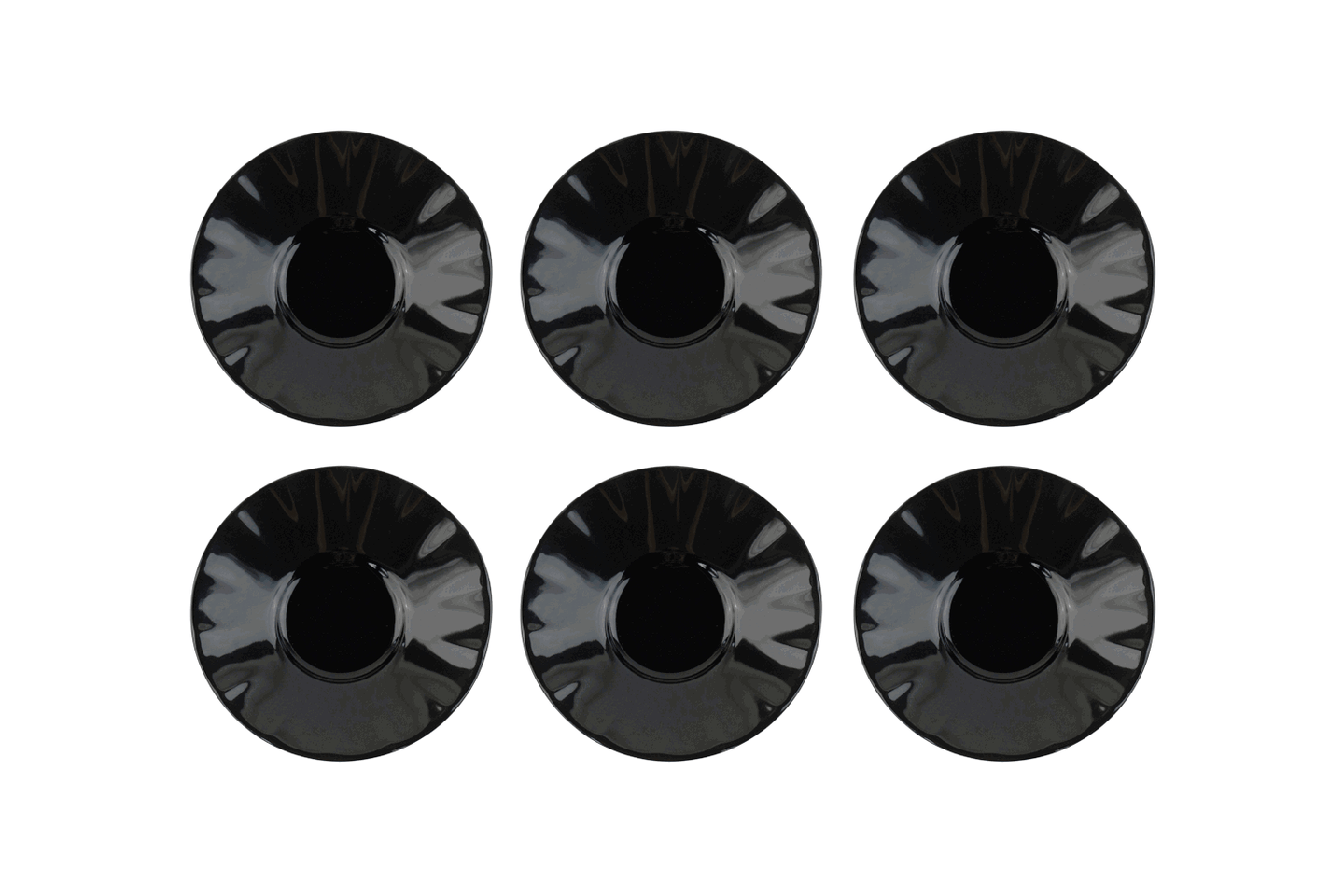6 schwarze, glänzende Untersetzer