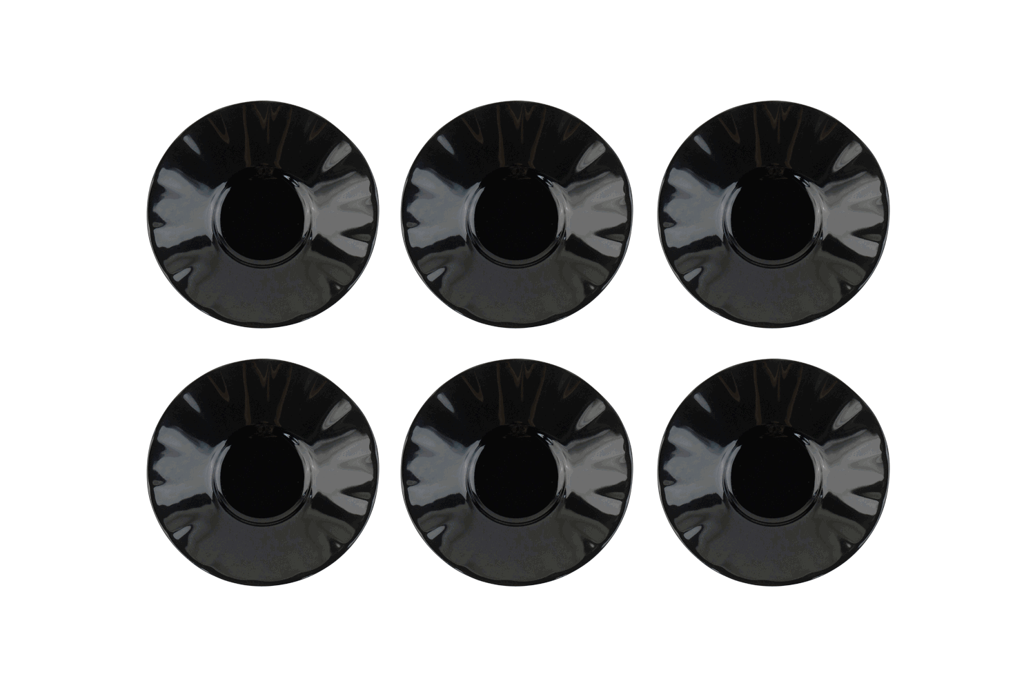 6 schwarze, glänzende Untersetzer