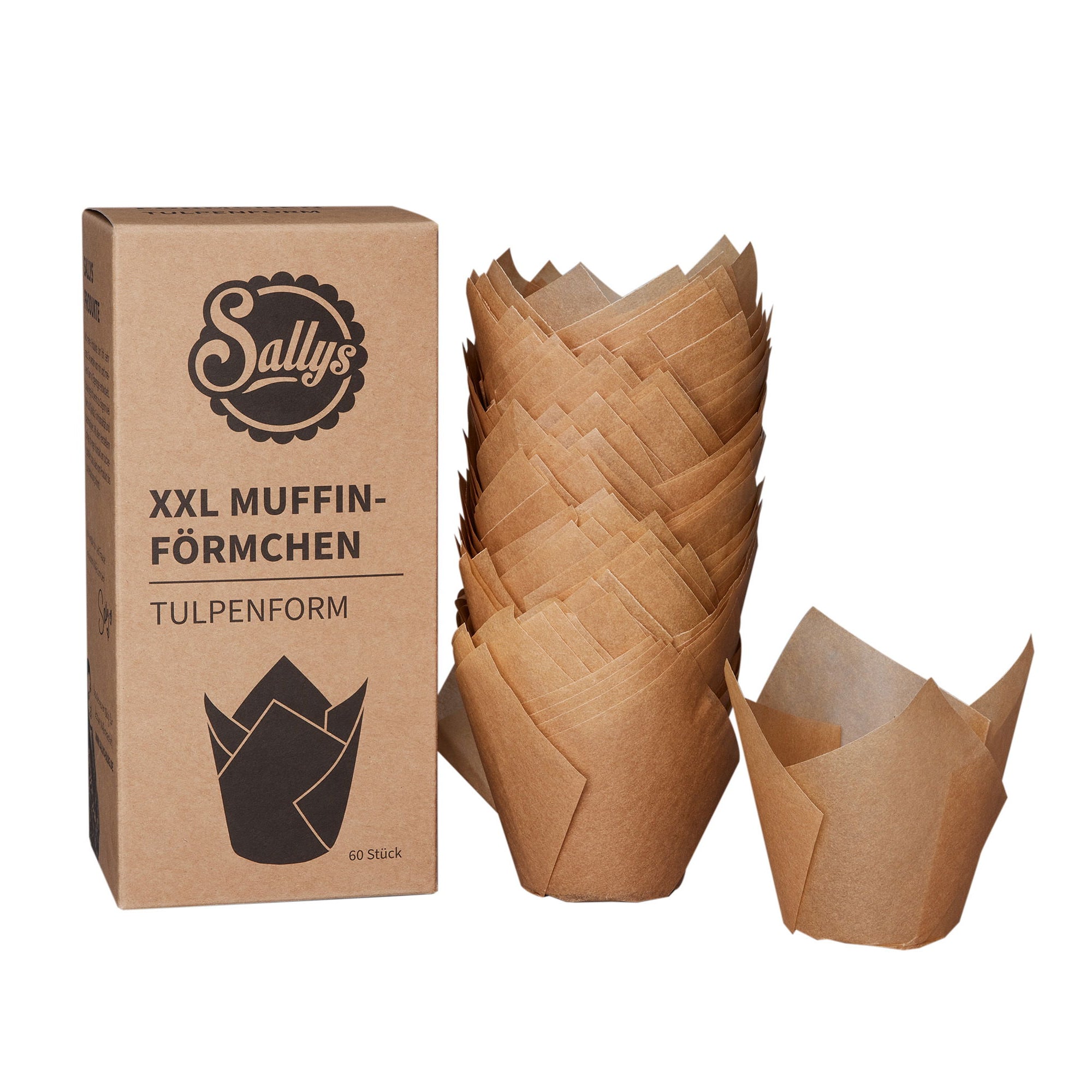Beige XXL-Muffinförmchen mit Verpackung