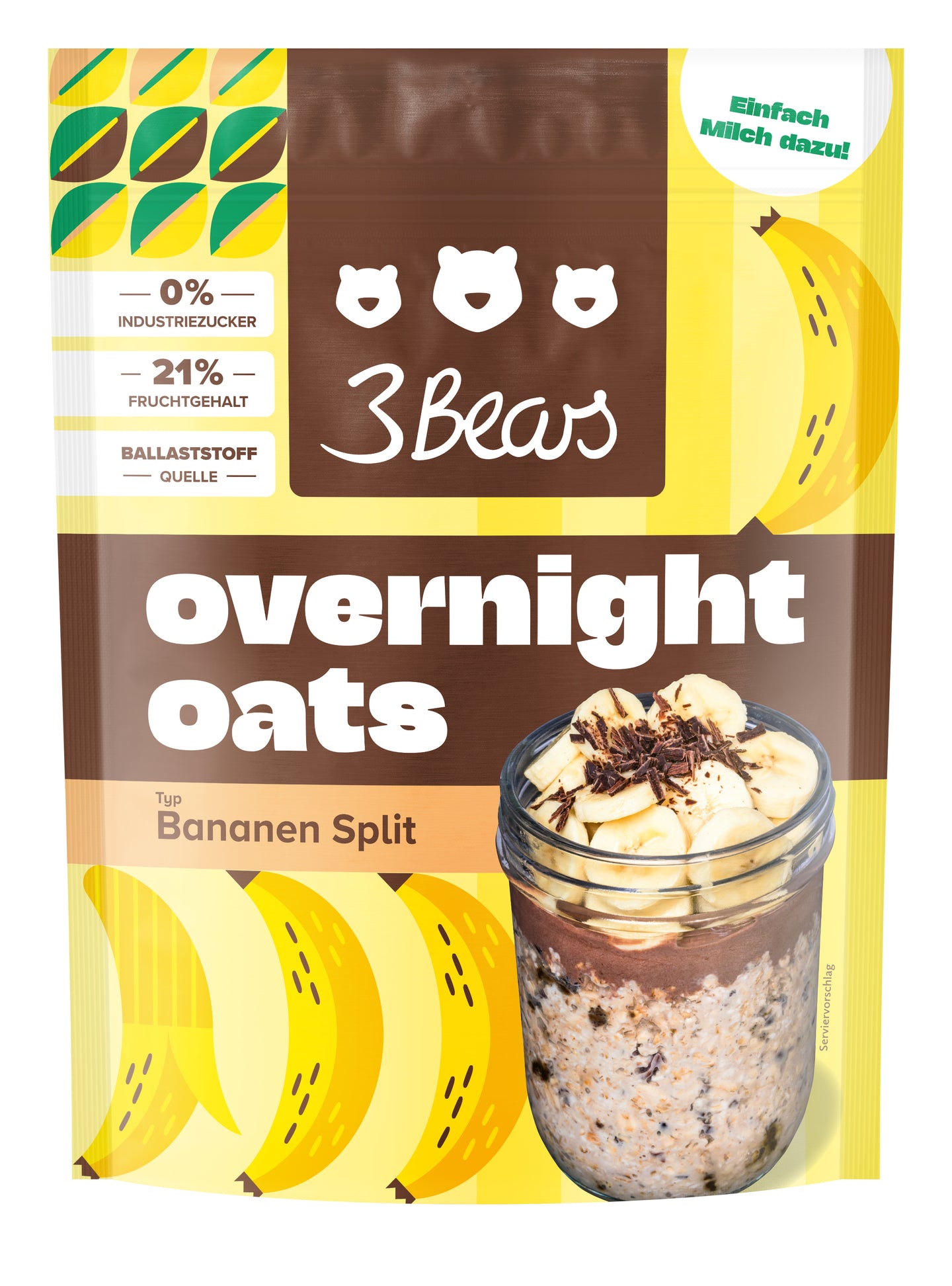 3Bears Overnight Oats Banana Split 400g