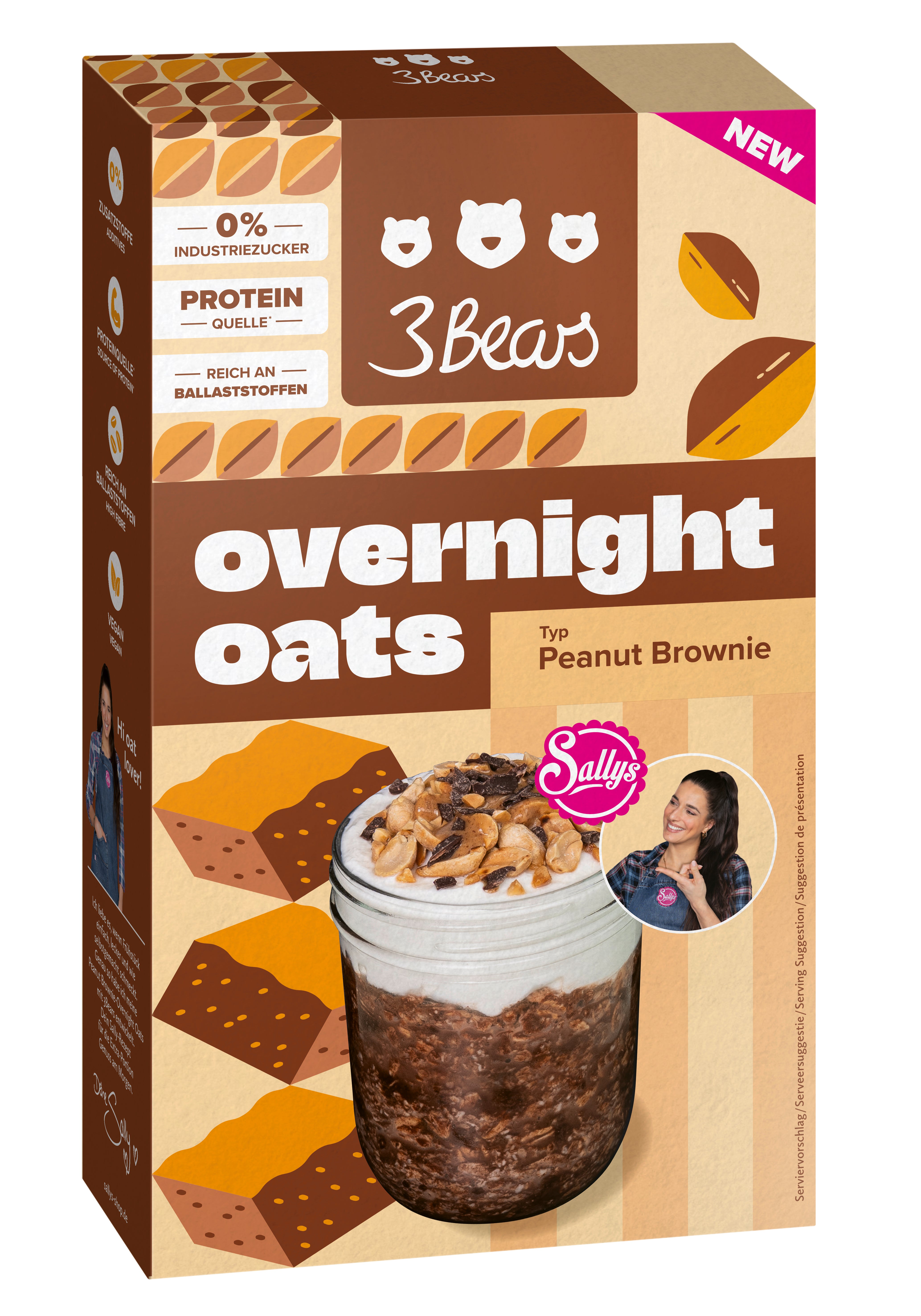 3Bears Overnight Oats Peanut Brownie 400g