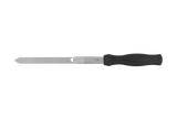 Ein langes Backformmesser mit schwarzem Griff